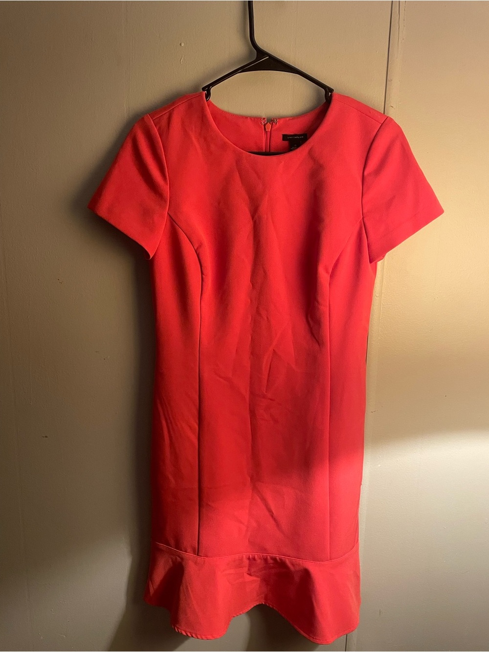 Bright Coral Short Sleeve Shift Dress